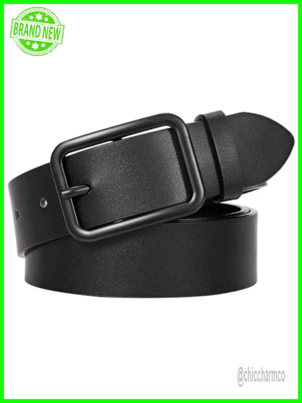 Women's Faux Leather Belt Square Buckle Waist Belt for Jeans Pants